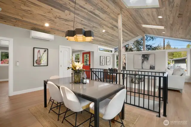 Dining area right off the kitchen with new skylights allowing natural light in