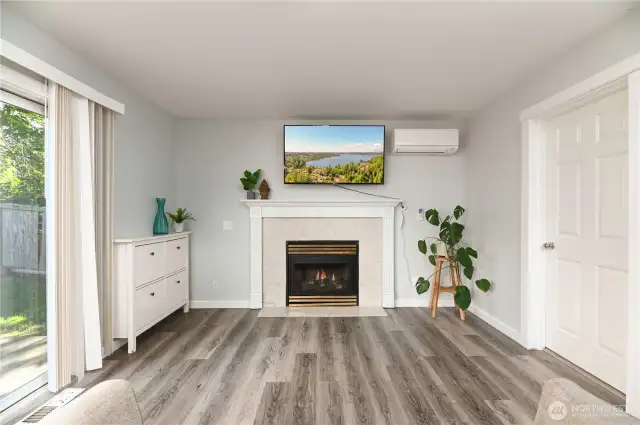 Gas fireplace in the family room.