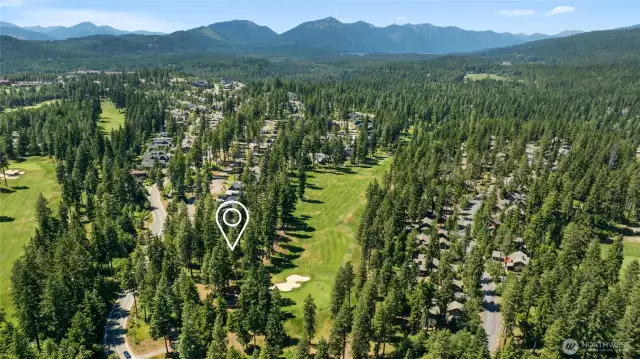 Aerial view of property and 16th hole