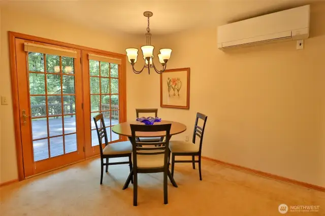 French doors lead out to the entertaining sized deck.