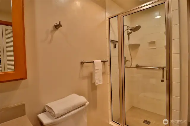 Extra-large shower.