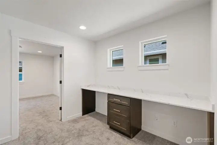built in desk for office area