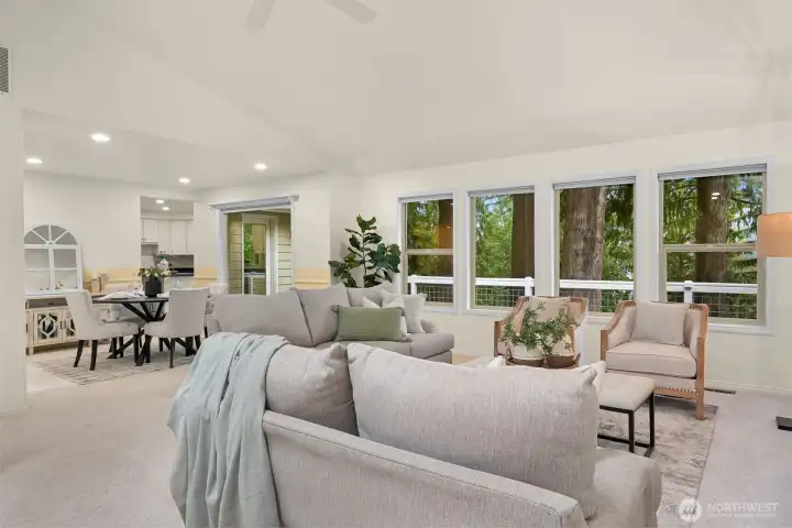 Natural light abounds in the bright and open living room.