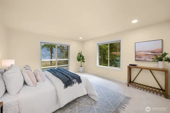 Primary suite with views of Lake Whatcom