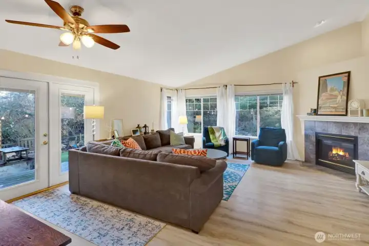 Newer French doors in family room.