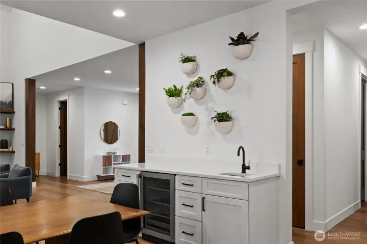 Wet bar off kitchen and dining space