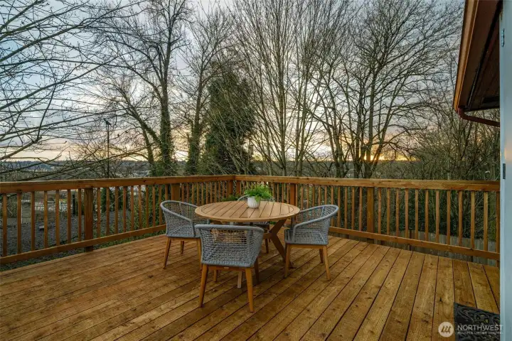 Enjoy outdoor living on the view deck off the dining room