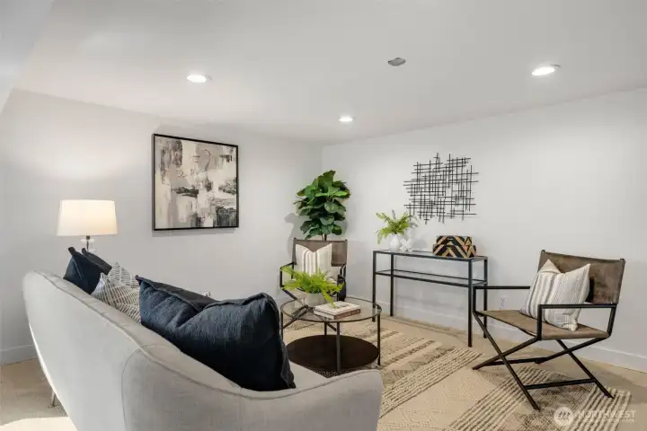 Lower level bedroom has room for multi functions