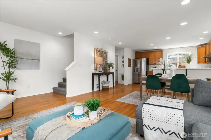 Stairs lead to 2 bedrooms on 3rd floor.