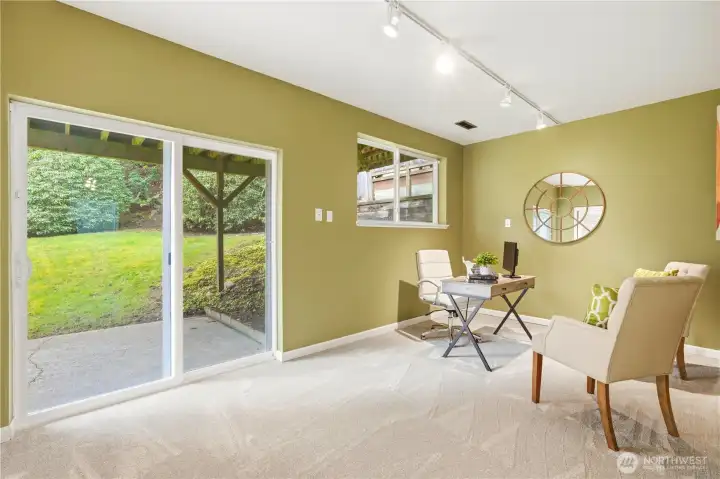 Bedroom number 4 on lower level (staged as office).