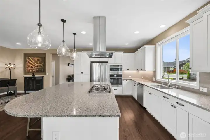 Well appointed kitchen with massive island