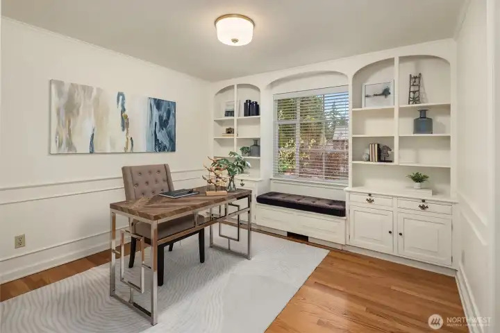With charming built-ins and a window seat, enjoy this room as an office or a 3rd bedroom upstairs.