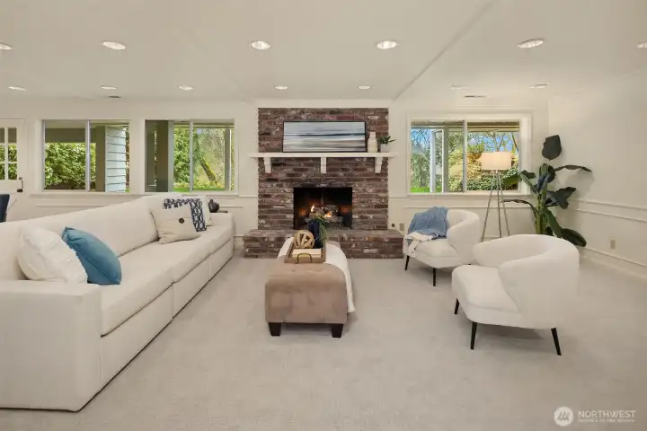 Step downstairs to the daylight basement's humongous family room space.