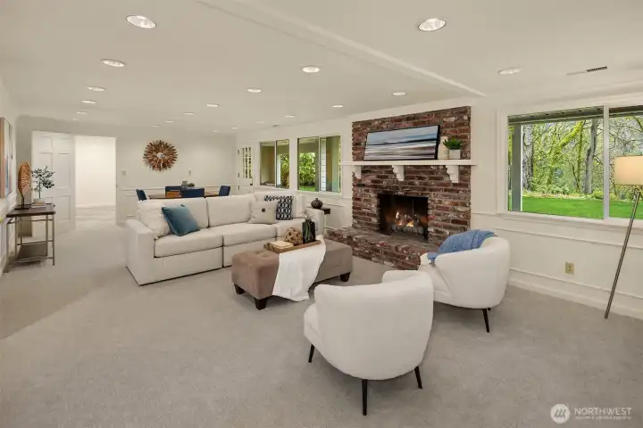 Cozy up by the gas fireplace on chilly winter evenings.