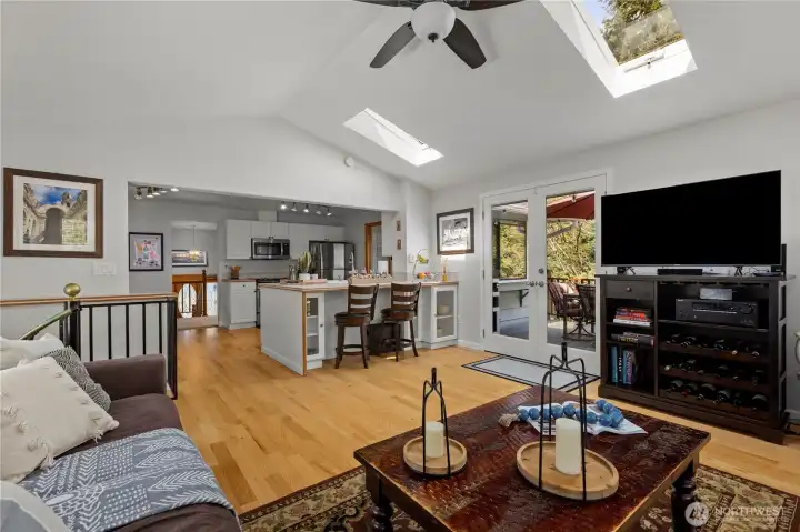 With skylights and windows on 3 walls, this sunroom is filled with natural light.