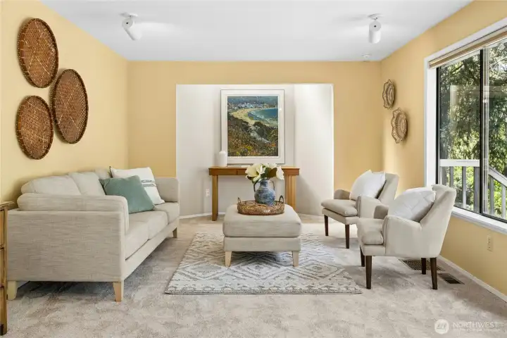 Family room adjacent to the kitchen.