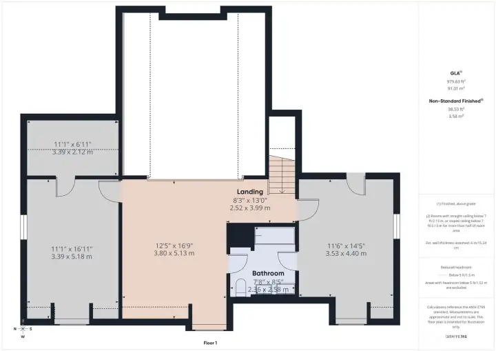 Floor plan, second floor of main house
