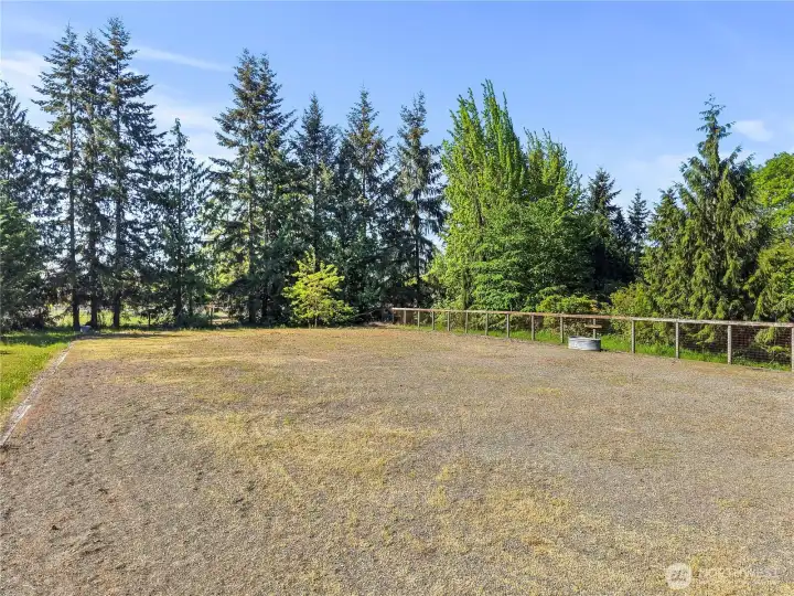 Fenced sand arena
