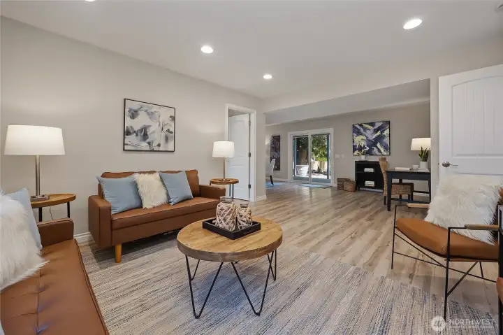 Lower level has so much space! This large family room if perfect for movie nights or a fun hang out zone. Lower level has so much space! This large family room if perfect for movie nights or a fun hang out zone.