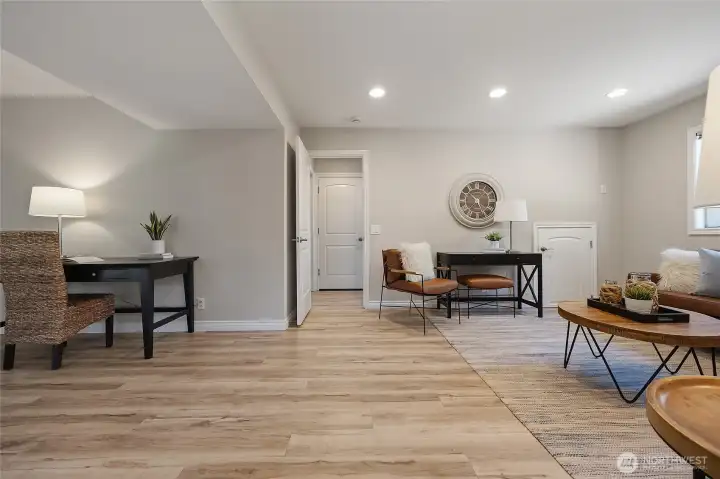 There is even space on the lower level for a home office. There is even space on the lower level for a home office.