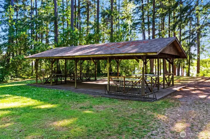 Covered shelter in community park. Covered shelter in community park.