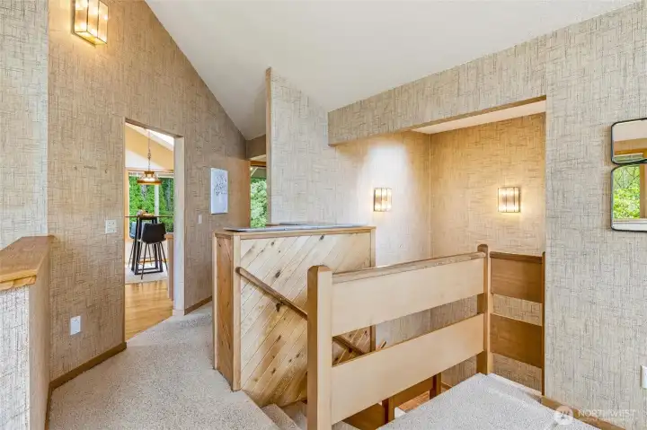 Entry leads up to main living space and hall that leads to upper level bedrooms. Entry leads up to main living space and hall that leads to upper level bedrooms.