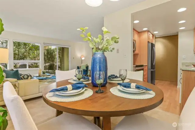Open concept has dining area adjacent to the living room that is great for entertaining!