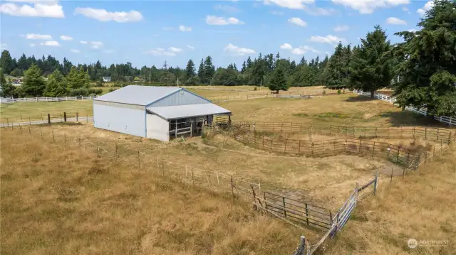 The barn is currently setup for the family horse.