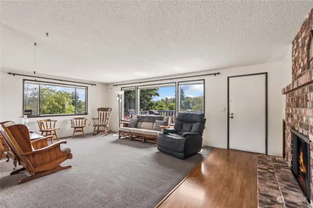 Living room has views of Mt. Rainier