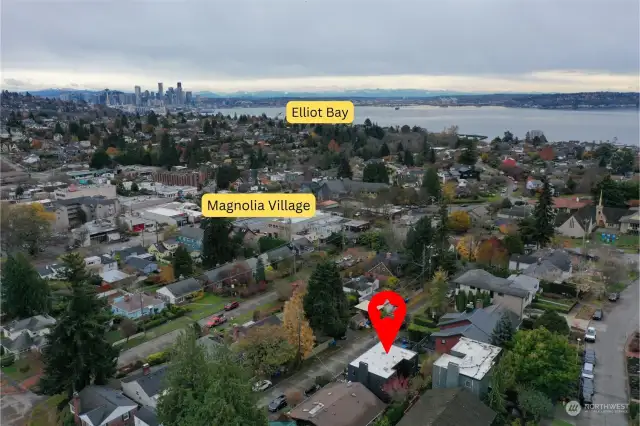 Aerial view - just 2 blocks to Magnolia Village, and easy access to downtown Seattle