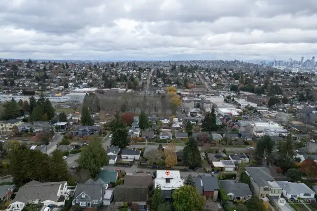 Aerial view, looking east