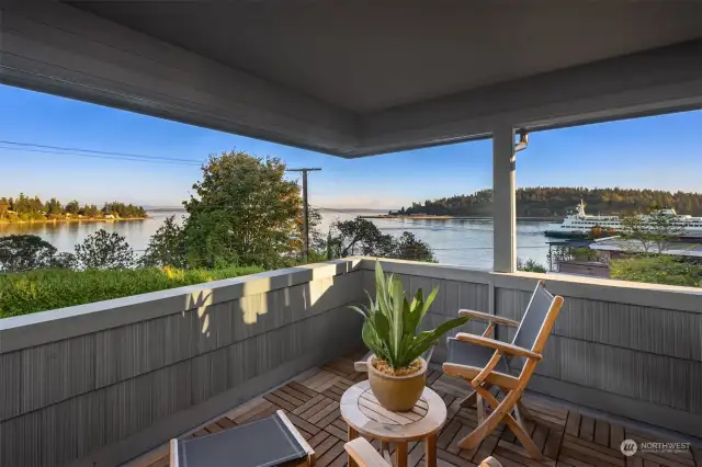 Covered balcony off primary suite. Morning coffee, afternoon book?