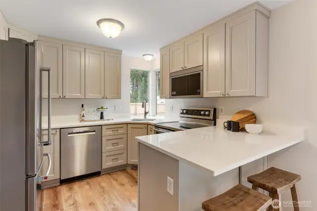 New quartz countertops in kitchen