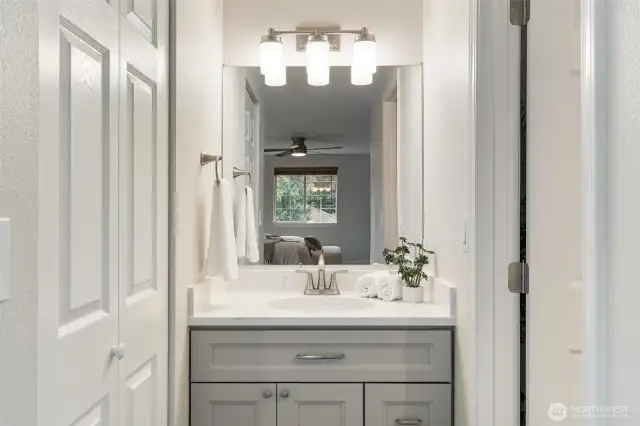 Private vanity in primary bedroom