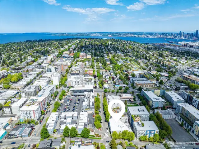 View looking north toward Alki Beach, the Admiral District and the City.