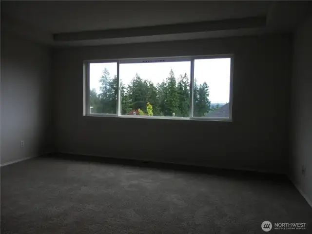 OK, the primary bedroom is huge. It has a nice view to the east and you will get that early morning sunshine to help wake you up.