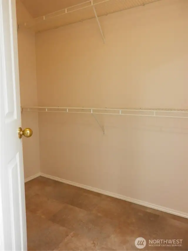Walk in closet ready for all your items.