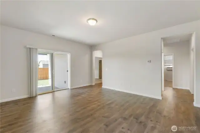 Family Room with slider to covered back patio!