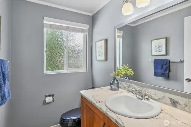 Your main-floor guest bath has also been remodeled.