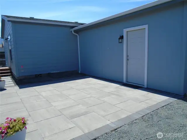 Stone patio in Back yard