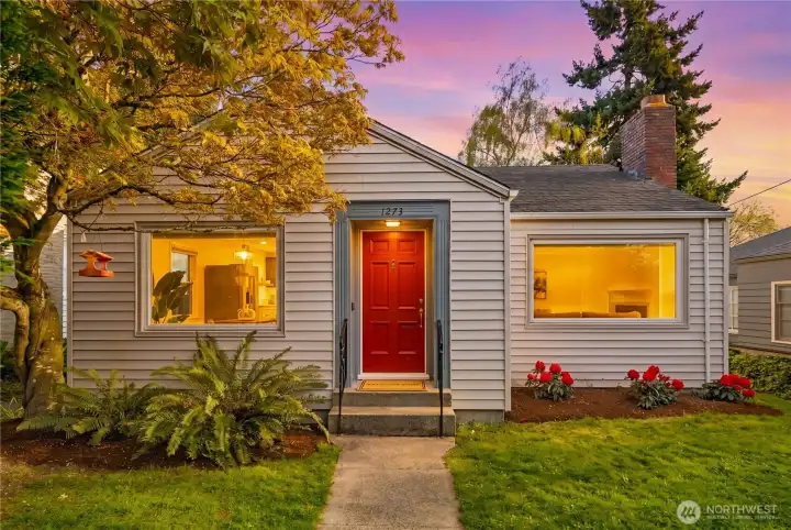 Twilight front exterior of home