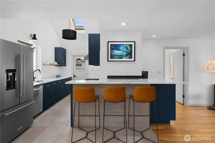 Bar area and kitchen on main floor