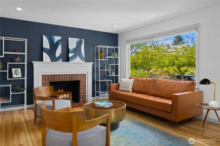 Living room and fireplace on the main floor