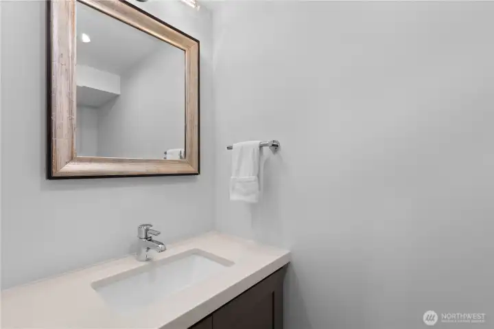 Lower level powder room