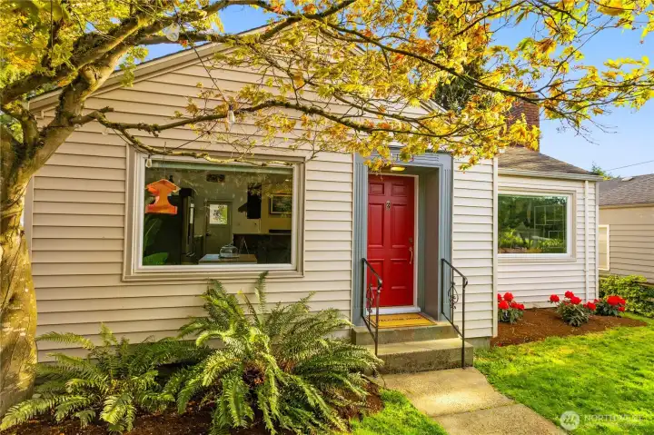 Home exterior with kitchen view of main floor
