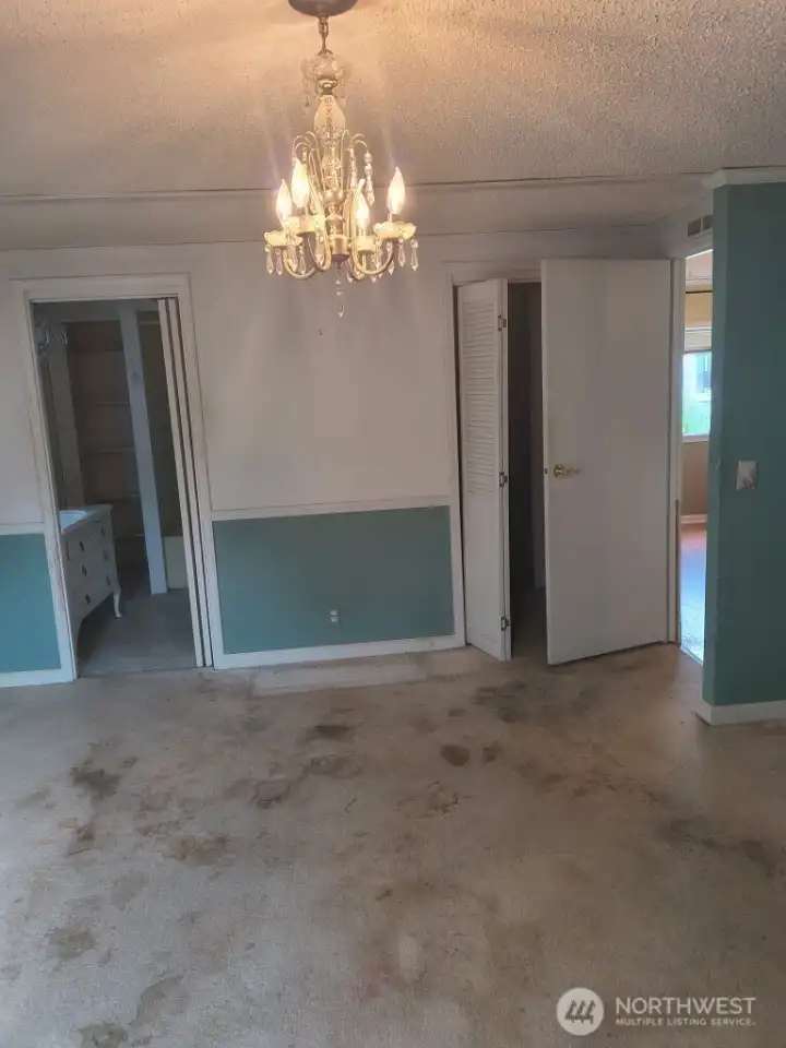 Master Bedroom with walk in closet -   chandelier in master bedroom & Bath