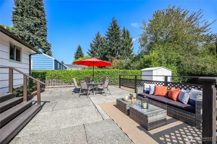 Big patio and yard.