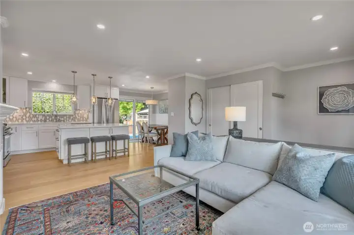 Open-concept living with a spacious entry and large closet.