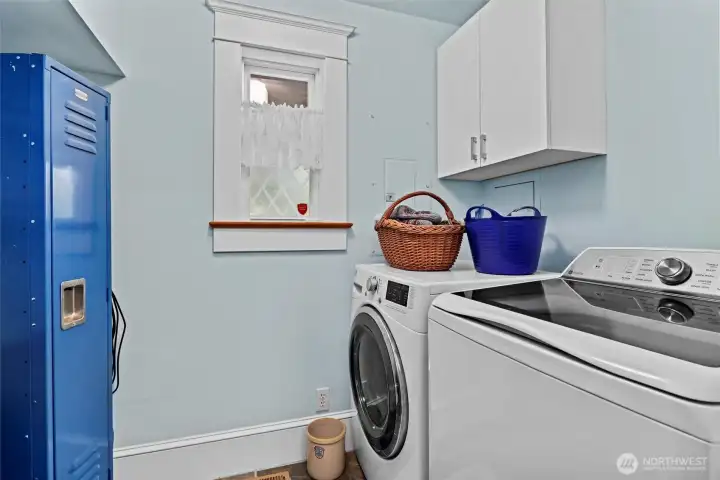 Laundry room, washer and dryer stay with home.