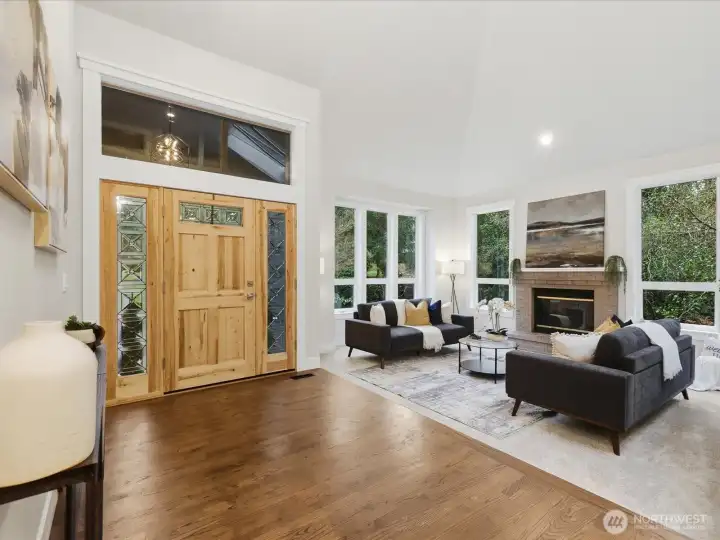 Grand entry with soaring ceilings, and freshly refinished solid hardwood flooring!